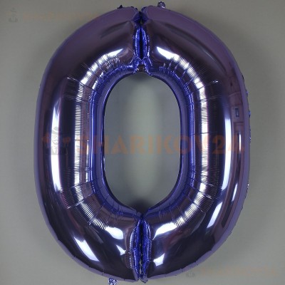 Шар (40''/102 см) Цифра, 0, Сиреневый